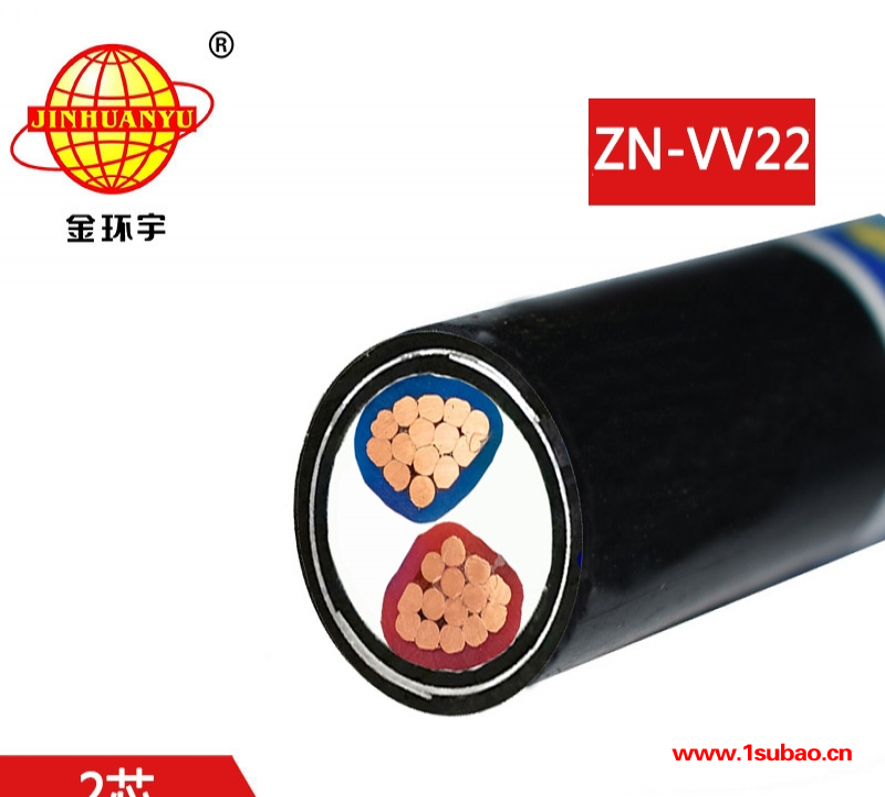 金环宇电缆 耐火电缆阻燃铠装电缆ZN-VV22-2X4平方 可剪米