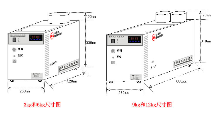 H3A/H3C/H6A/H6C/H9A/H9C/H12A/H12C加濕器尺寸圖
