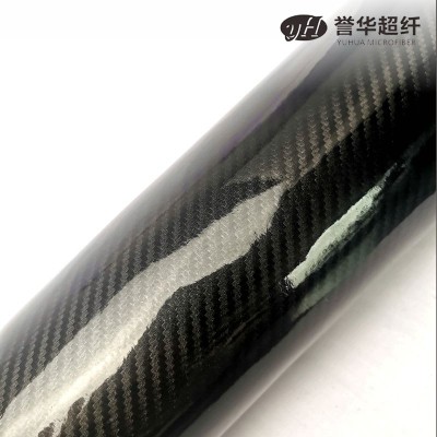 誉华超纤 1.2-1.4mm汽车方向盘把套用镜面水晶膜碳纤纹超纤皮革