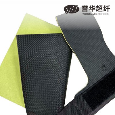 3mm黑+果绿色助力握力带护掌用防滑耐磨方格碳纤维纹橡胶超纤皮革