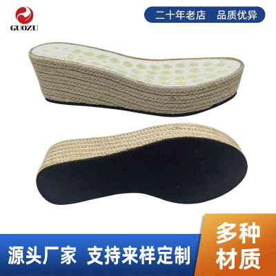 工厂新款跨境PU鞋底防滑耐磨麻绳大底tpr时尚高跟休闲凉鞋底批发