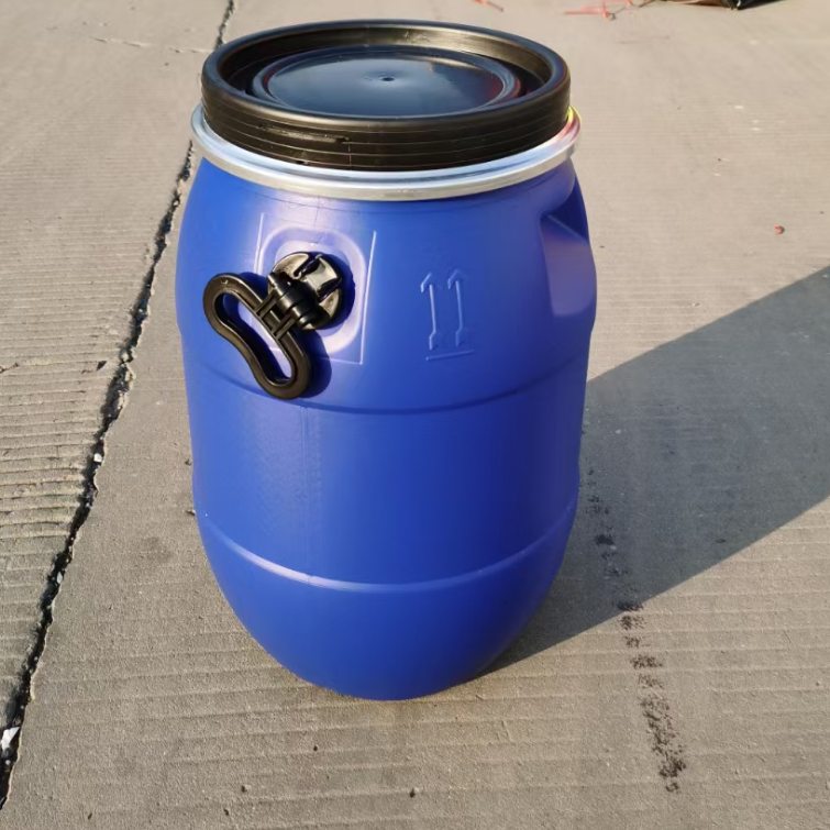 30升塑料桶50公斤圆桶50kg化工桶50L铁箍桶50l加厚开口法兰桶图2