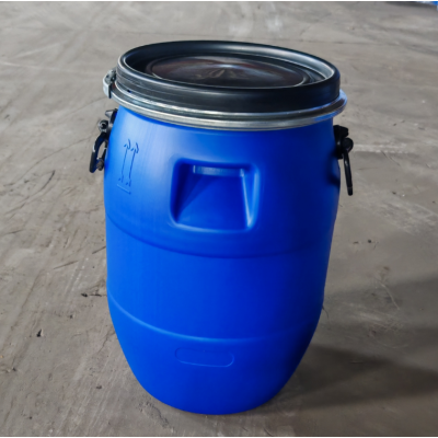 50l塑料桶抱箍桶50l化工桶-50L开口带铁箍桶50L塑料抱箍桶厂家