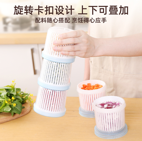 家用密封姜葱蒜沥水盒 便携双层可叠加保鲜盒 冰箱葱花保鲜收纳盒图2