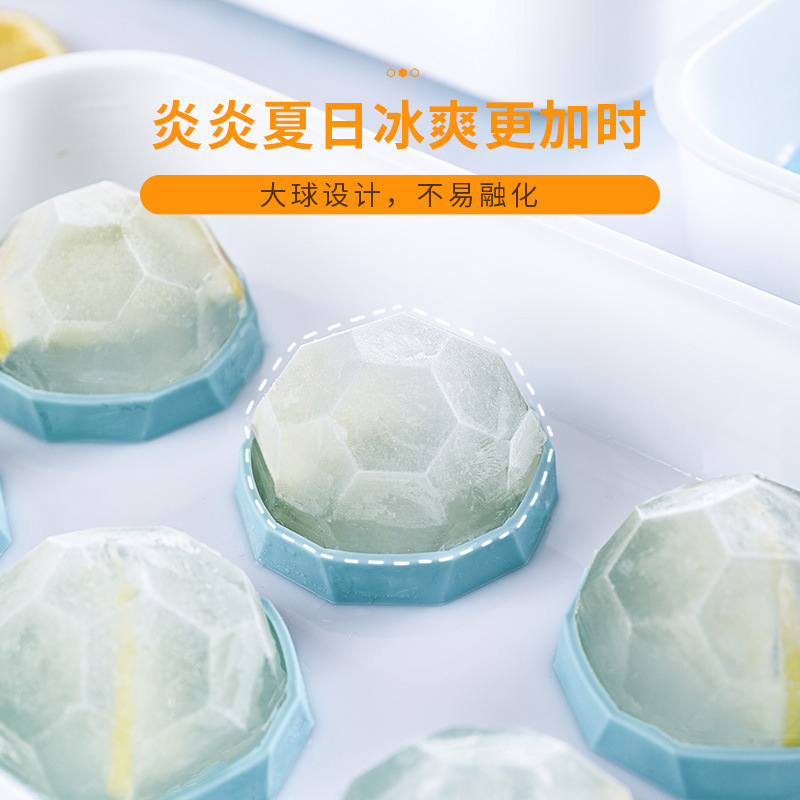 亚马逊创意威士忌冰球模具 6格冰块模具制冰盒 家用带盖硅胶冰格图3