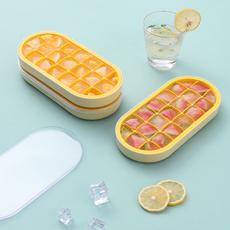 亚马逊塑料制冰盒 家用冰箱自制冰块模具 创意带盖食品级硅胶冰格图3