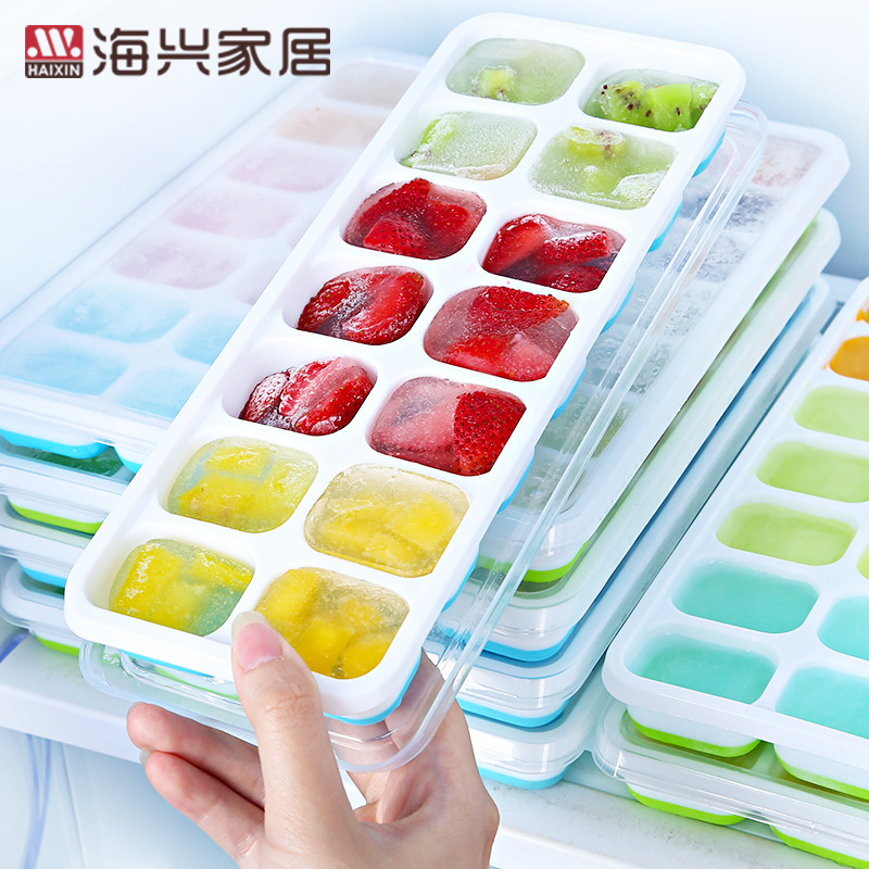 定制创意硅胶带盖冰格模盒食品级冰块模具 婴幼儿辅食盒自制冰格图2