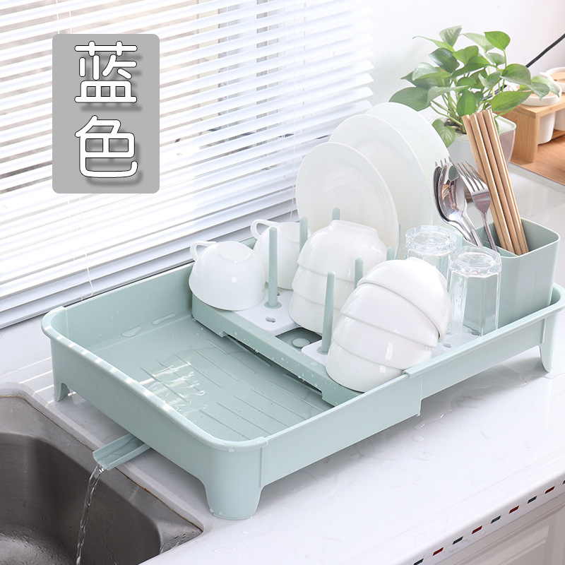 爱思得碗架沥水架家用厨房伸缩碗碟架塑料放碗盘置物架碗筷收纳盒图3