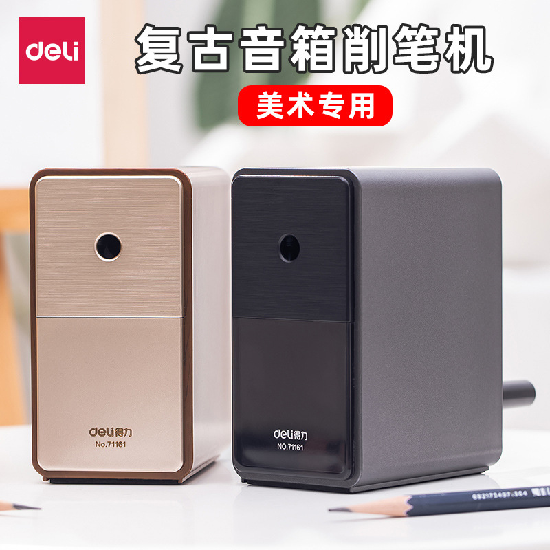 得力学生自动进笔转笔美术绘画素描手摇铅笔削笔机粗细可调节图3