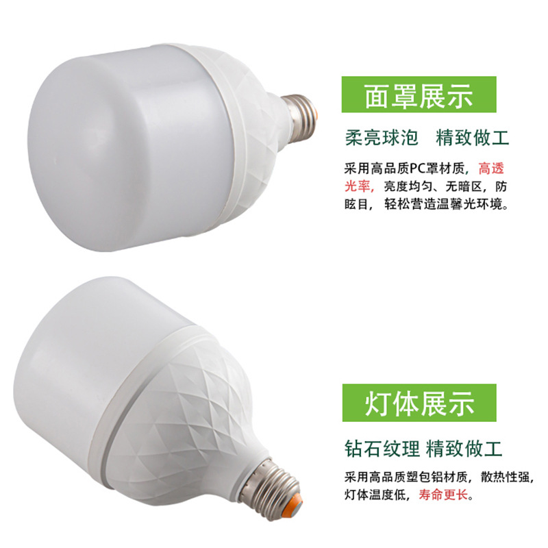 光贸钻石led灯泡厂家批发节能仓库超亮白光E27螺口T泡大功率球泡图3