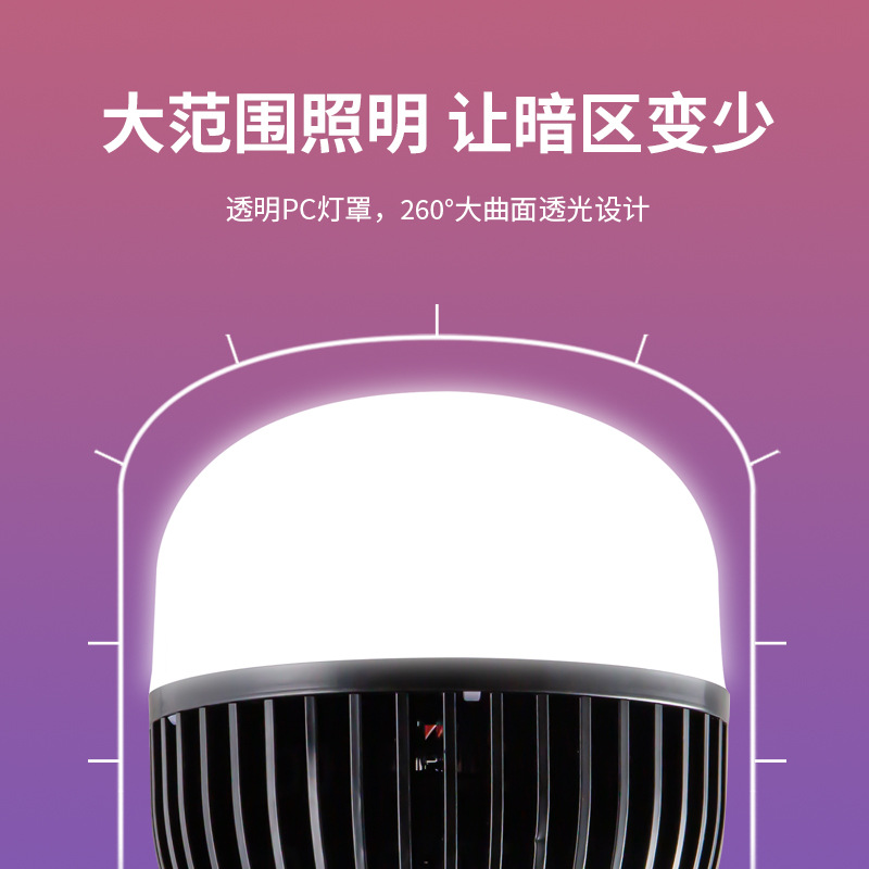 霓派鳍片大功率球泡50W厂房黑金钢批发白光螺口散热鳞片LED灯泡图2