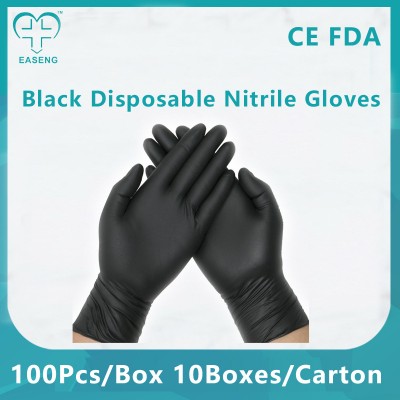黑色一次性丁腈检查手套 CE FDA 510K认证英文包装美国版