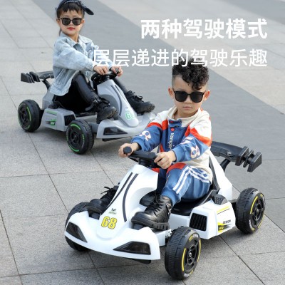 跨境儿童电动卡丁车可伸缩遥控漂移车充电运动方向盘玩具童车批发