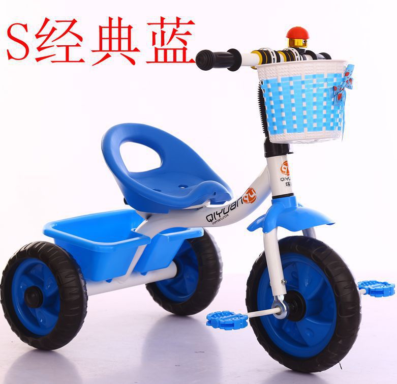 跨境儿童三轮车 带储物筐免充气轮胎手推车 可折叠脚踏玩具遛娃车图2