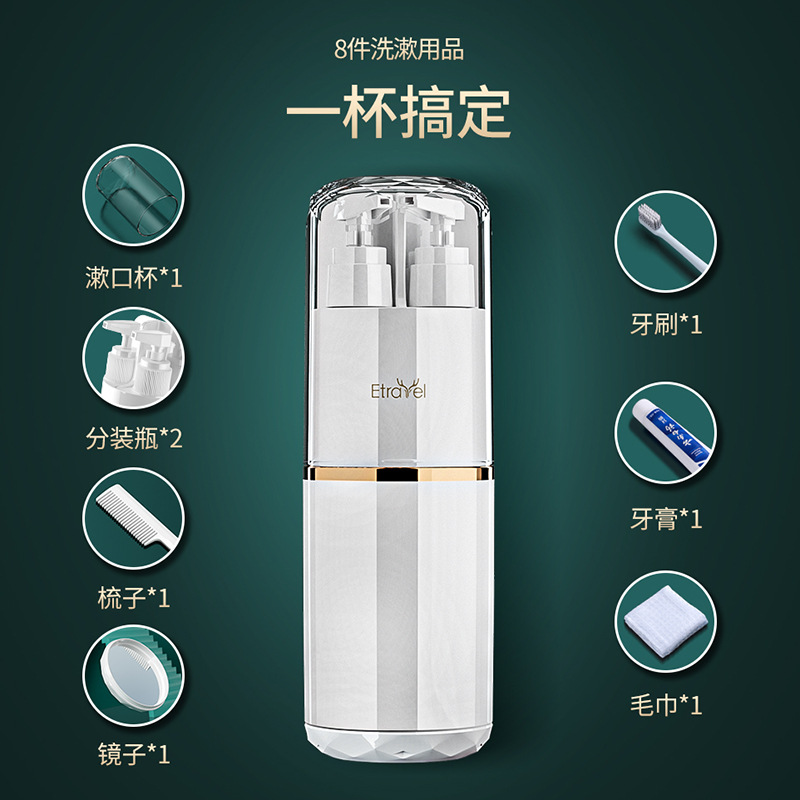 北欧轻奢风烤漆旅行洗漱杯套装 漱口杯牙刷牙膏分装瓶套装八件套图2